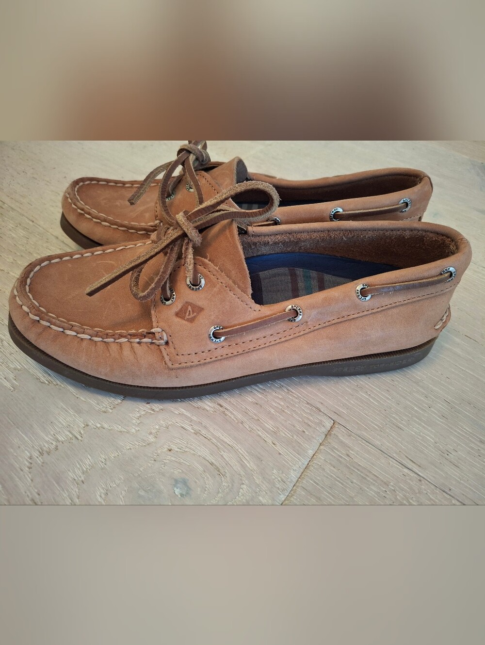Womens Sperry Tan Leather Boat Shoes
